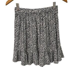 American Eagle Women's Mini Skirt XS High Waisted Leopard Print Ruffled Hem Tan